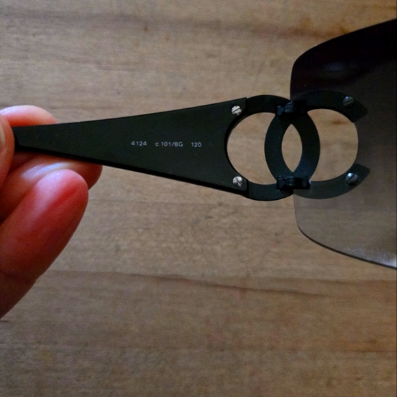 Chanel CC vintage shield sunglasses black gradient - Picture 5 of 11